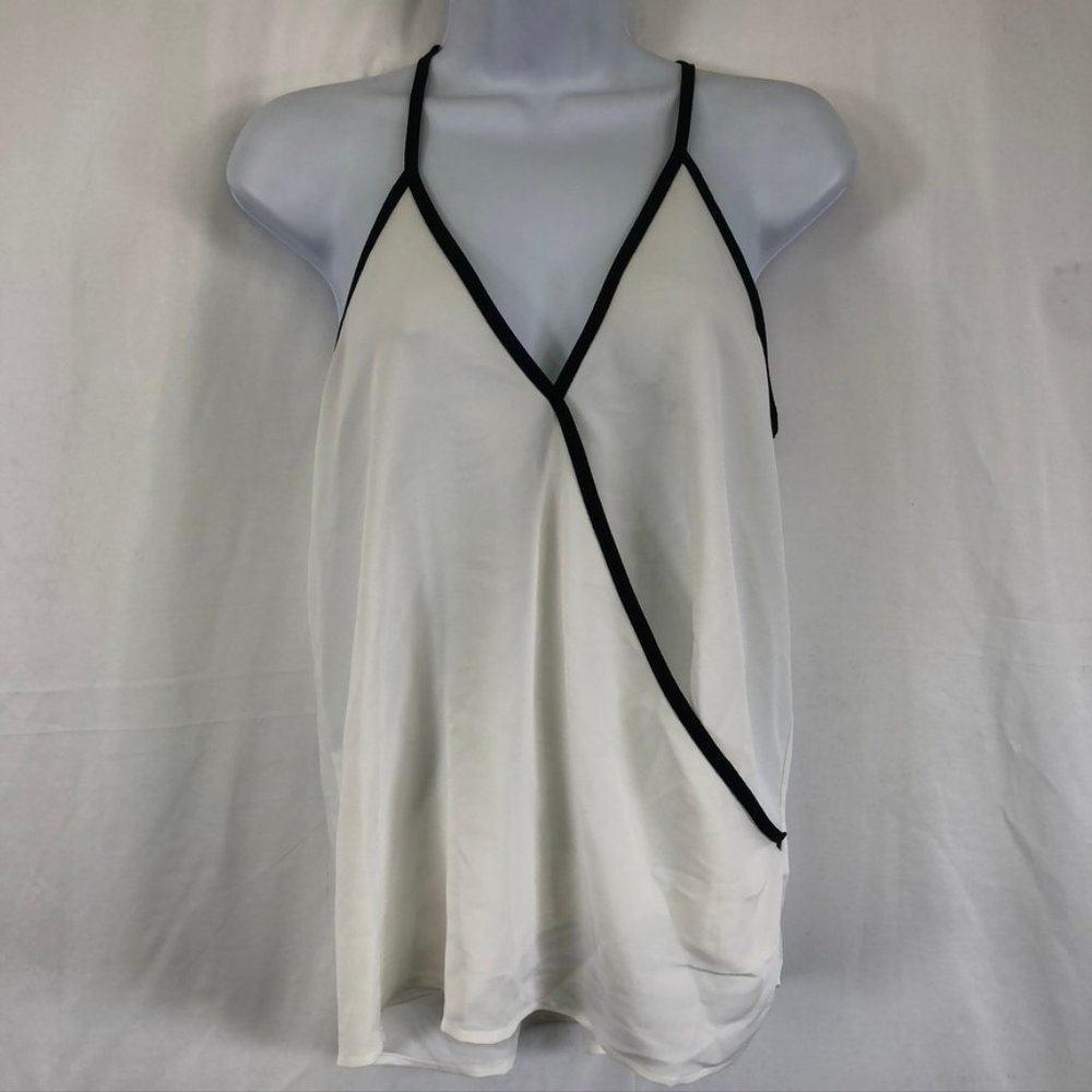 Ro & De Trimmed Wrap White & Black Cami